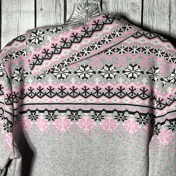 Talbots petite gray snowflake offset neckline sweater size XLP - Picture 8 of 9